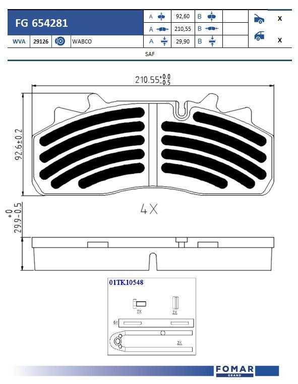 Set placute frana,frana disc FG 654281 FOMAR Friction